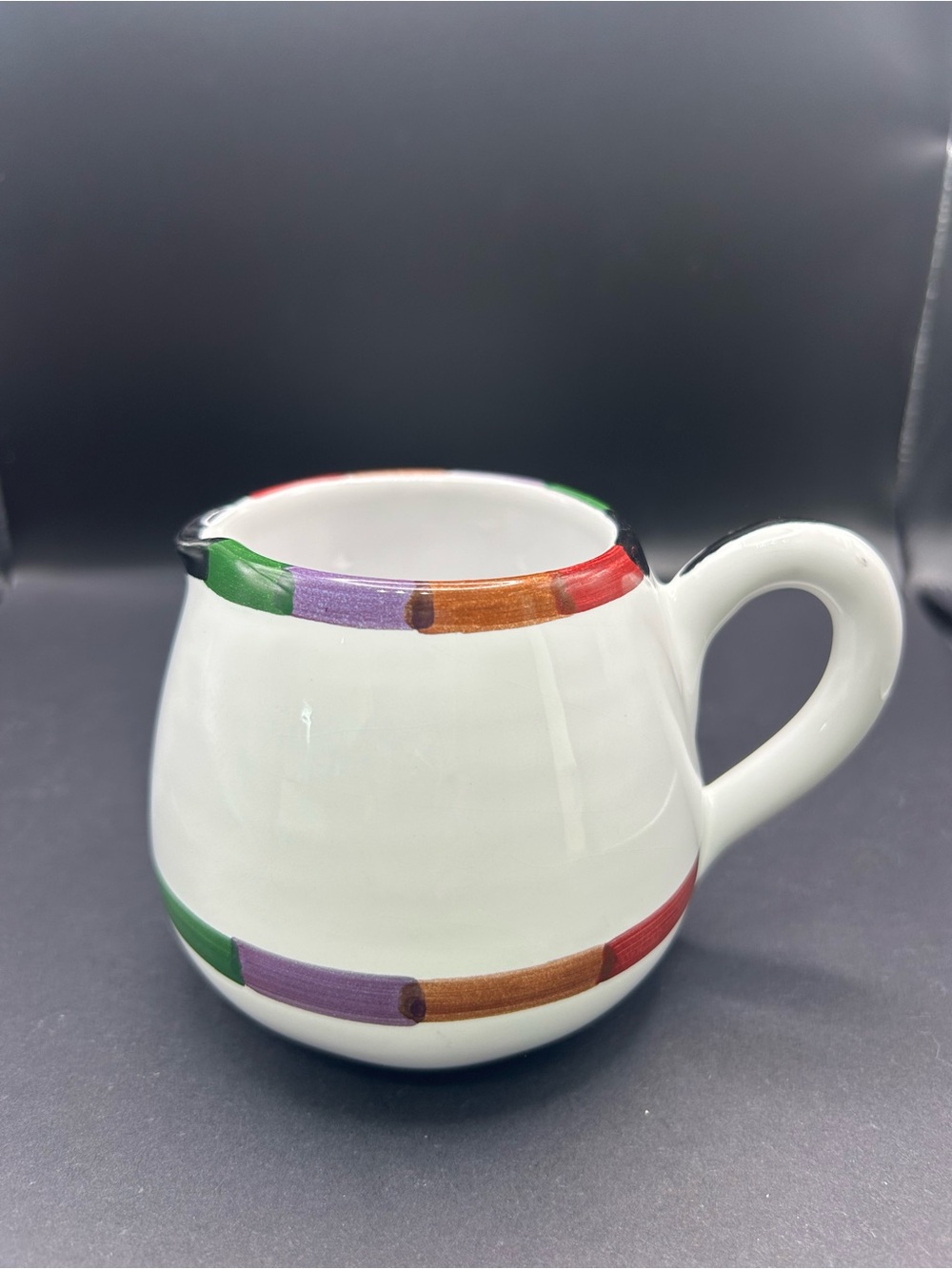Circo Deruta Italy Pitcher Creamer Stripes B Goldsmith Design 3.25” Tall
